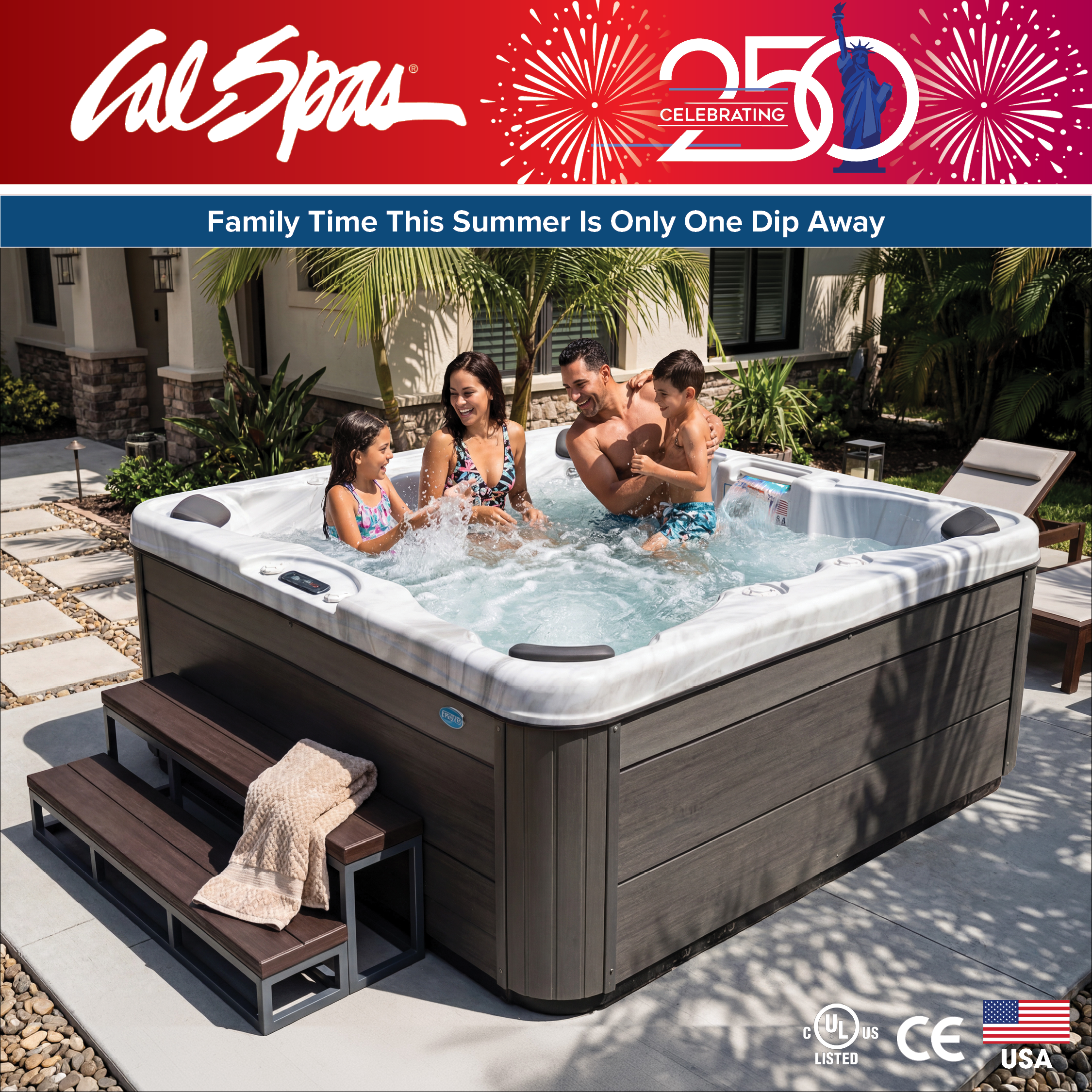 Calspas hot tub being used in a family setting - Lewes
